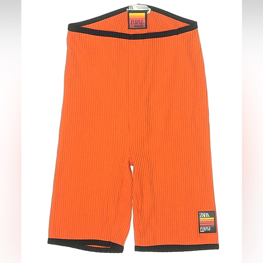 Zara x Purple Magazine Orange Ribbed Cycling Shorts with Black Trim
